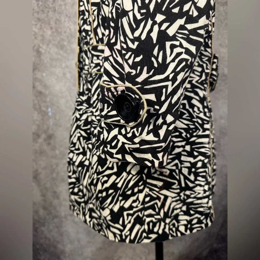 Sharon Young Abstract Print Jacket Size 8 Black White Career Chic Coat - Picture 10 of 14